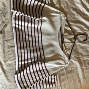 Burgundy glitter and white striped sweater